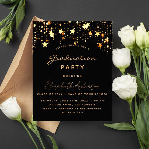 Budget graduation 2025 party black gold stars