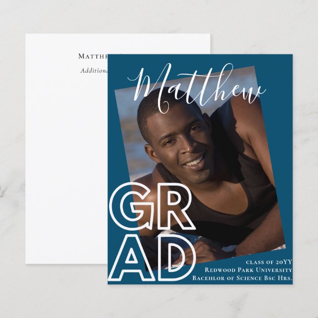 BUDGET Graduation Announcement PHOTO Modern Class (Front/Back)