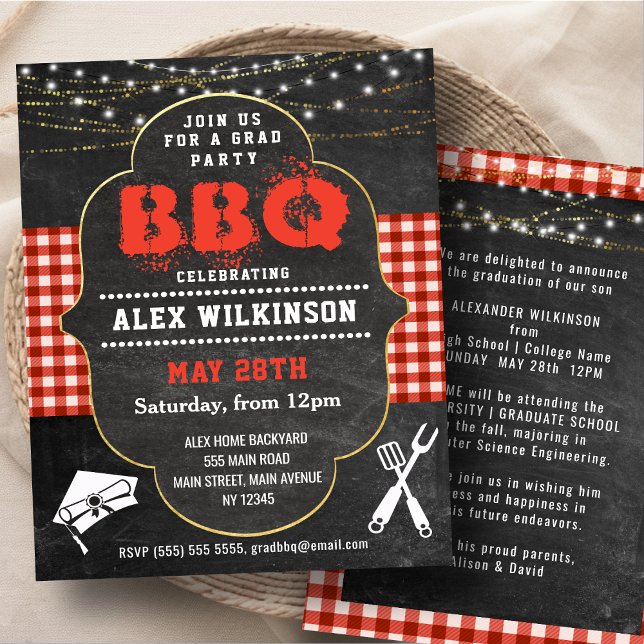 BUDGET Graduation BBQ Party Chalkboard Invitation (Creator Uploaded)