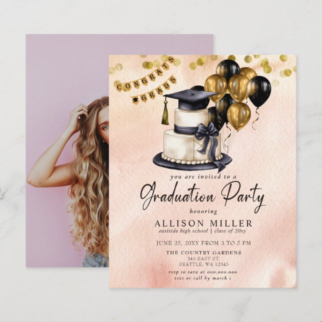 Budget Graduation Celebration Photo Graduation (Front/Back)