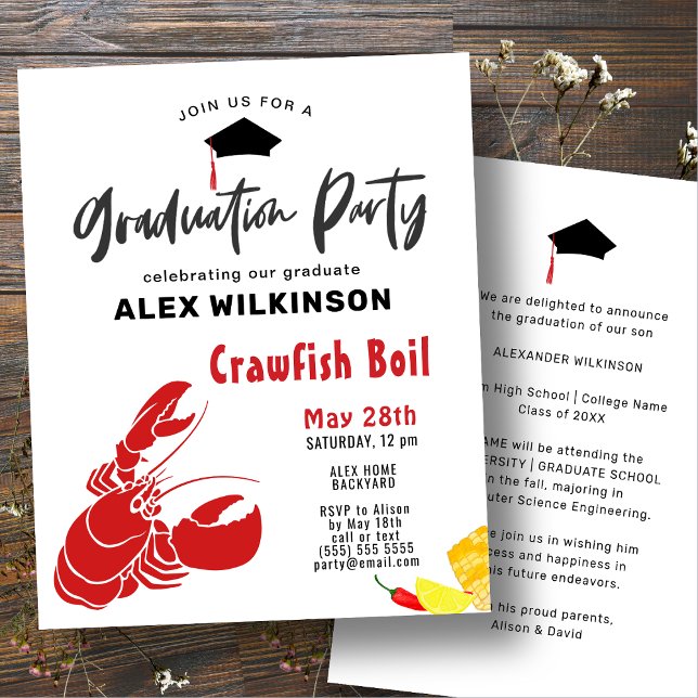 BUDGET Graduation Crawfish Boil Party Invitation (Creator Uploaded)