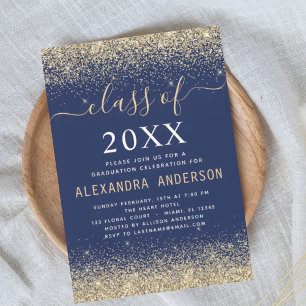 Budget Graduation Gold Navy Blue Class of 2024