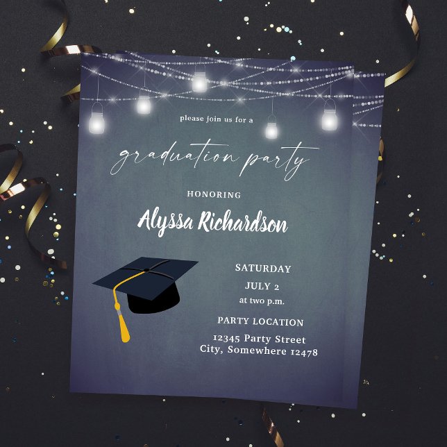 Budget Graduation Hat Chalkboard Party Blue Gray (Creator Uploaded)