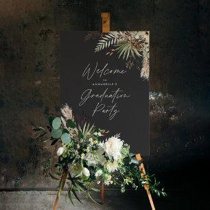 Budget graduation pampas black modern elegant poster