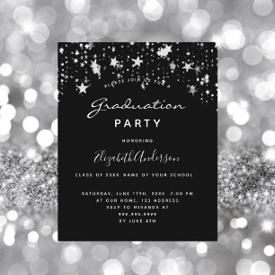 Budget graduation party black white stars 2025