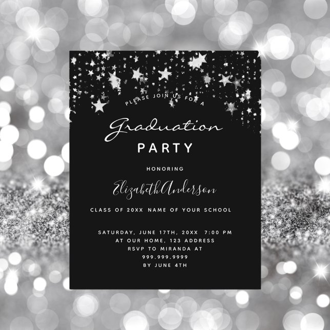 Budget graduation party black white stars 2025 (Creator Uploaded)