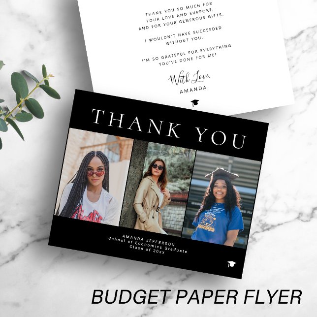 Budget graduation photo collage thank you flyer (Creator Uploaded)