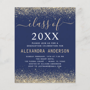 Budget Graduation Photo Gold Navy Blue Class 2023 Flyer