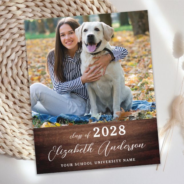 Budget Graduation Rustic Simple Photo Invitation (Creator Uploaded)