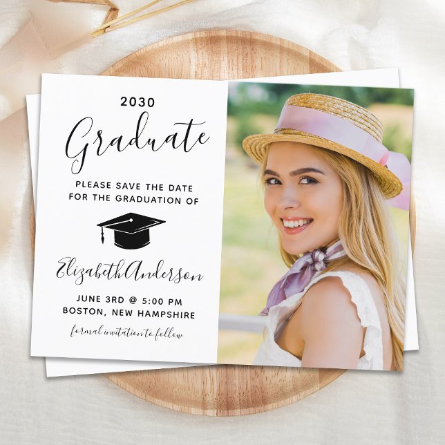 Budget Graduation Save The Date Elegant Photo (Creator Uploaded)