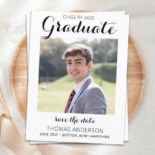Budget Graduation Save The Date Modern Photo