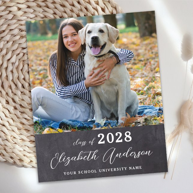 Budget Graduation Simple Chalkboard Photo Invite (Creator Uploaded)