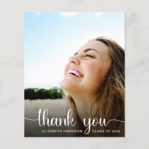 Budget Graduation Thank You White Script Photo