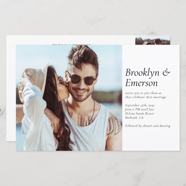 Budget Grand Modern Photo Wedding Invitation (Front/Back)