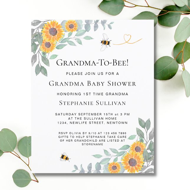 Budget Grandma-To-Bee Baby Shower Invitation (Creator Uploaded)