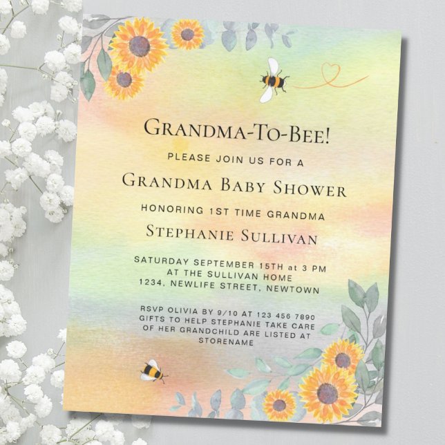 Budget Grandma-To-Bee Baby Shower Invitation (Creator Uploaded)