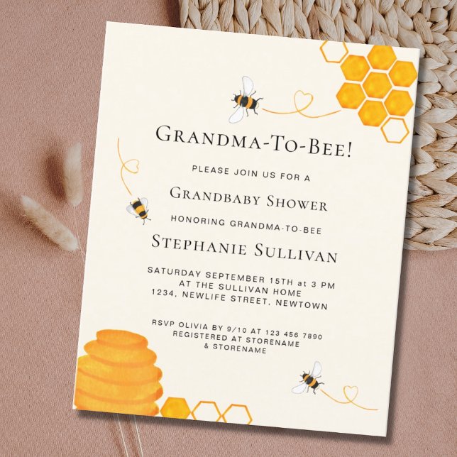 Budget Grandma To Bee Grandbaby Shower Invitation (Creator Uploaded)