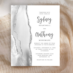 Budget Gray Silver Agate Calligraphy Wedding
