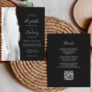 Budget Gray Silver Agate Dark QR Code Wedding