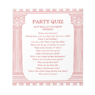Budget Greek Party Quiz Notepad