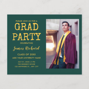 Budget Green And Gold Graduation Party Photo  