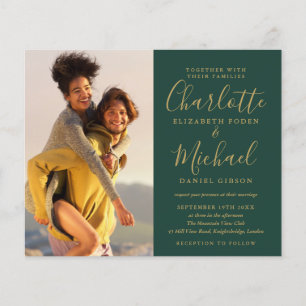 Budget Green And Gold Photos Wedding Invitation