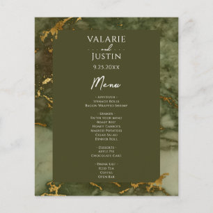 Budget Green and Gold Wedding Menu