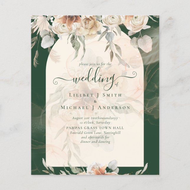 BUDGET Green BOHO Terracotta Floral Wedding (Front)