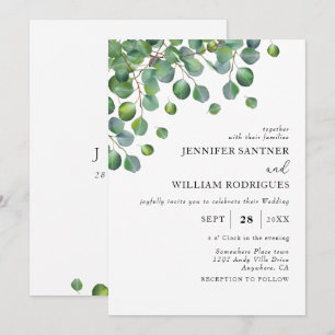Budget Green Eucalyptus Foliage Wedding Invitation