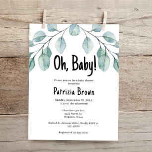 Budget Green Foliage Baby Shower Invitation