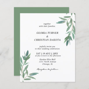 Budget Green Foliage Wedding Invitation