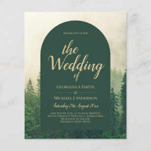 BUDGET Green Forest Pine Trees Wedding INVITE