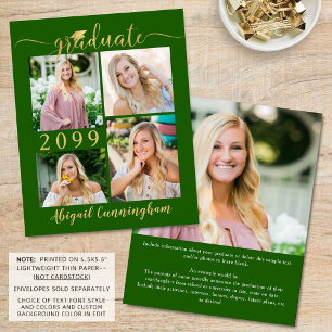 Budget Green Gold 5 Photo Graduate Announcement