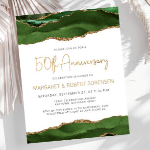 Budget Green Gold Agate 50th Anniversary Invite