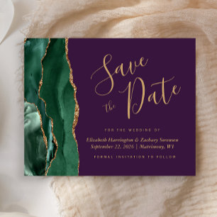 Budget Green Gold Agate Purple Save the Date