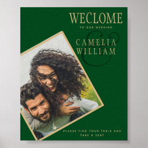 BUDGET Green Gold PHOTO Wedding Welcome SIGN