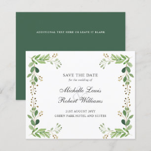 BUDGET Green leaves Summer wedding SAVE THE DATE