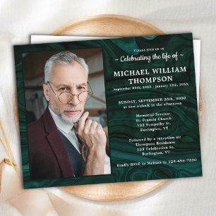Budget Green Marble Celebration Of Life Invitation