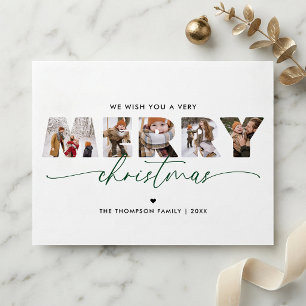 BUDGET Green Merry Christmas Photo Collage