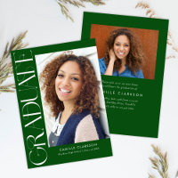 Budget Green Modern Vertical Two Photo Graduation