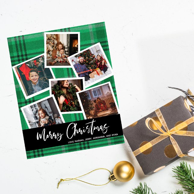 Budget Green Plaid Multi Photo Christmas Flyer (Creator Uploaded)
