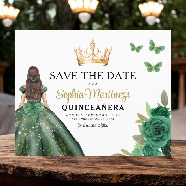 Budget Green Princess Quinceañera Save the Date (Creator Uploaded)