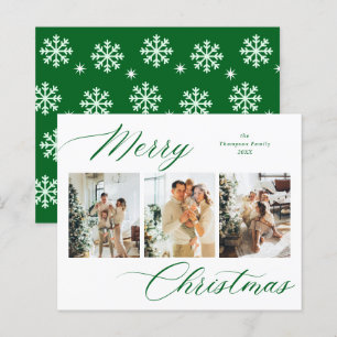 BUDGET Green Script Merry Christmas Photo Collage