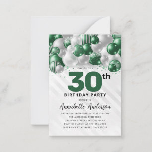 Budget Green Silver Balloon Glam Glitter Birthday Card