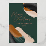 budget green terracotta modern minimal watercolor<br><div class="desc">Budget green terracotta abstract watercolor modern script non photo christmas card. Modern on trend green,  beige and terracotta colorway design. Elegant classy real,  rose gold,  gold and silver foil.</div>