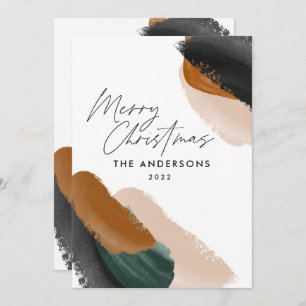 budget green terracotta modern minimal watercolor holiday card