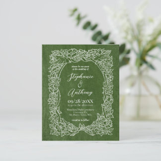 Budget Green Wildflower Wedding Invitation
