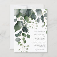 Budget Greenery and Eucalyptus Wedding Invitation