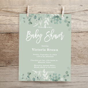 Budget Greenery  Baby Shower  Invitation