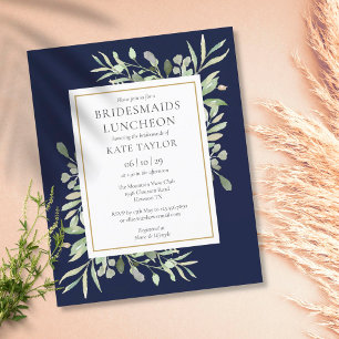 Budget  Greenery Blue Bridesmaids Luncheon Invite